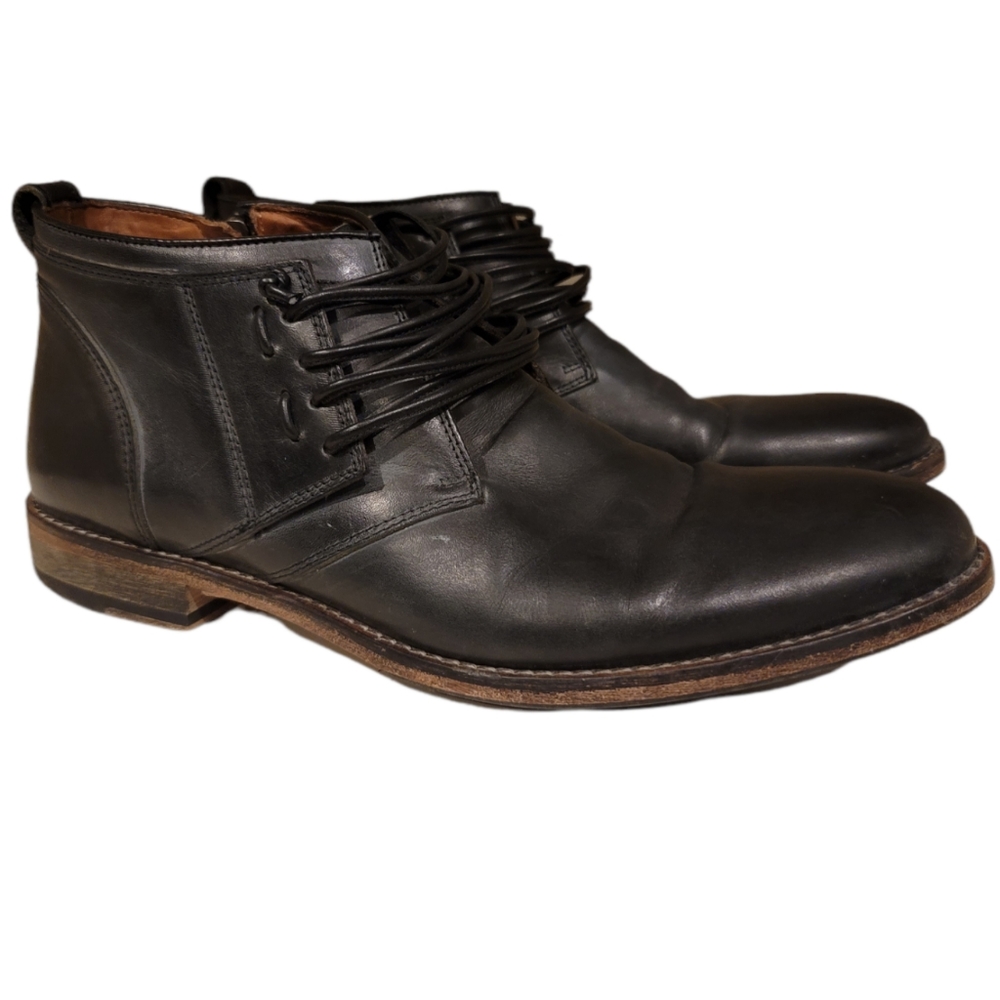 John Varvatos Black Leather Side Zipper Street Ankle Boot Size 9